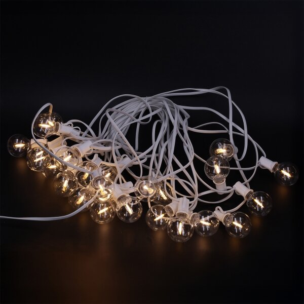 Brilagi GIRLANDA – ghirlandă LED decorativă pentru exterior, 25 x E12, 20 m, cablu alb, IP44, lumină albă caldă