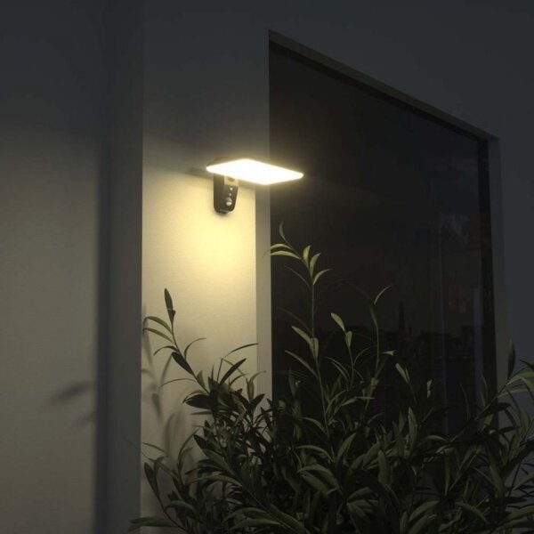 LED lampă solară de perete cu senzor, 15W, 3,2V, 4000K/6000K, IP65, negru