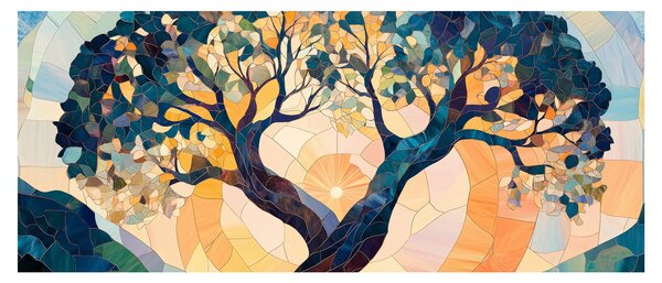 Tablou – Mozaic – soare și arbore II. (120x50 cm)