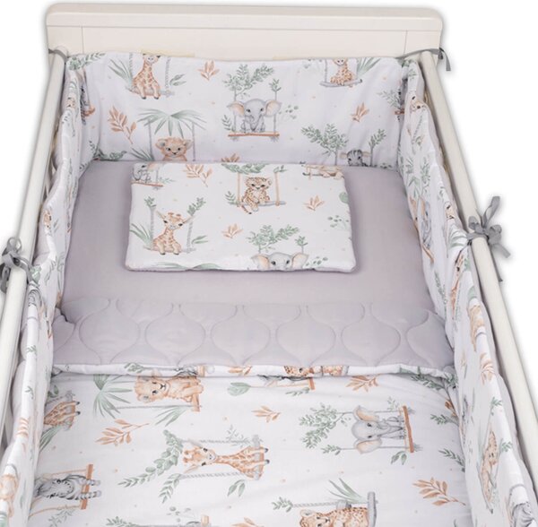 Set lenjerie matlasata 5 piese Kidizi On The Swing, include perna, plapumioara, aparatoare si cearceaf