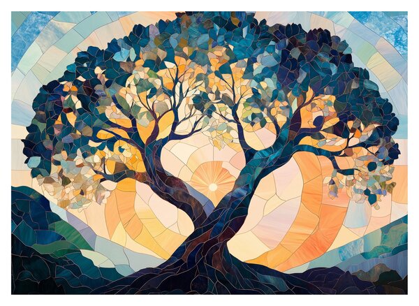 Tablou – Mozaic – soare și arbore II. (70x50 cm)