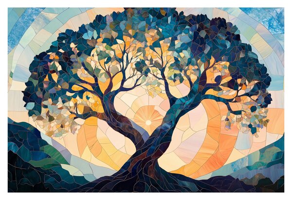Tablou – Mozaic – soare și arbore II. (90x60 cm)