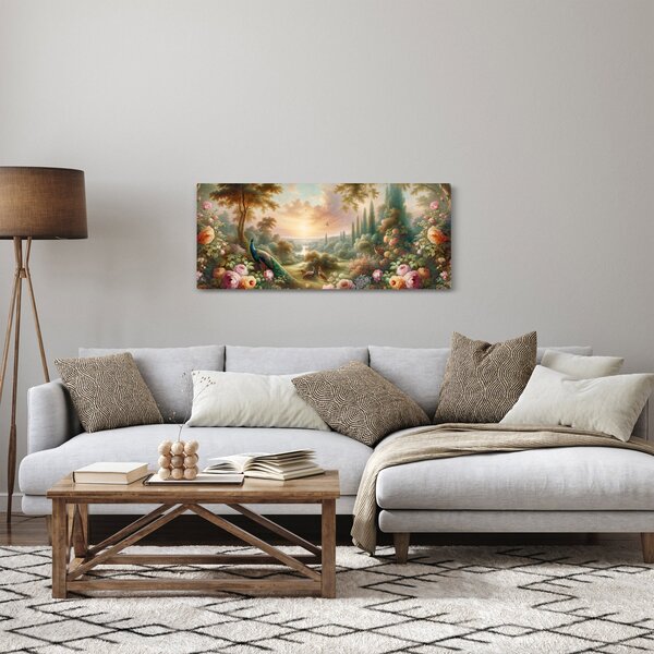 Tablou - Păuni în grădină (120x50 cm)