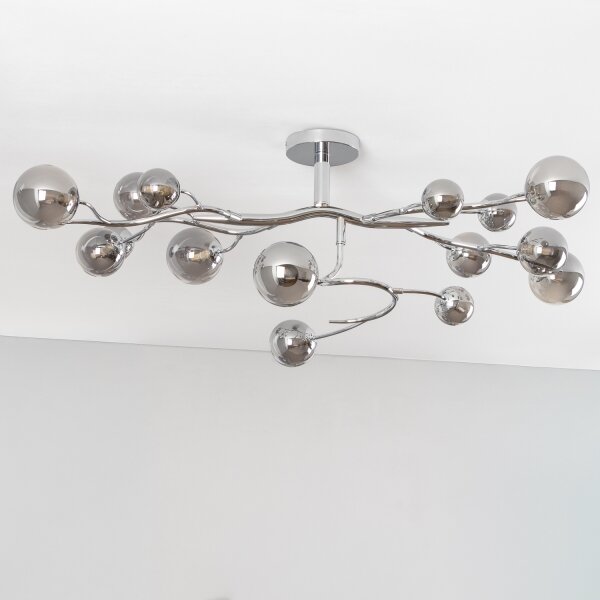Brilagi - Lustră LED aplicată MISTEL 15xG9/3W/230V crom negru/fumuriu