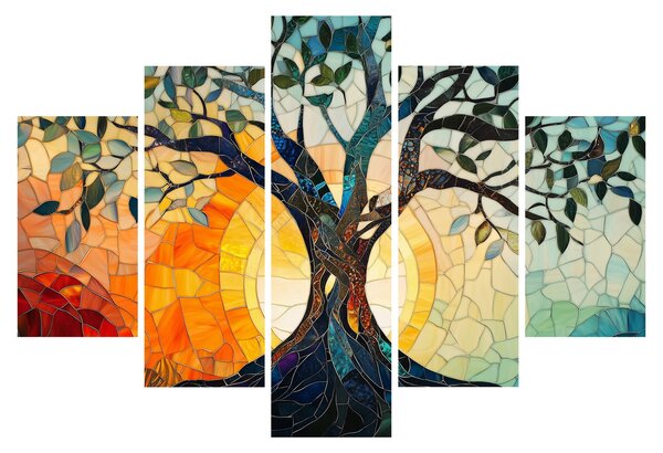 Tablou – Mozaic – soare și arbore I. (150x105 cm)