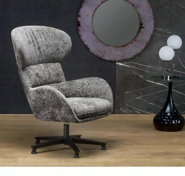 Fotoliu FRANCO, gri/negru, stofa clasica/metal, 80x83x104 cm