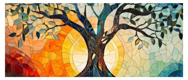 Tablou – Mozaic – soare și arbore I. (120x50 cm)