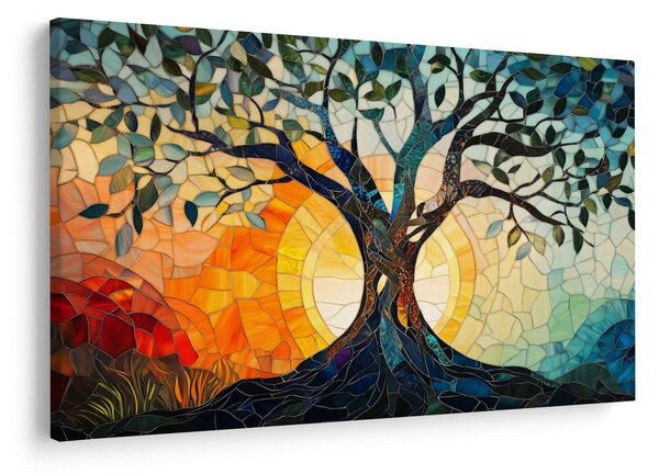 Tablou – Mozaic – soare și arbore I. (90x60 cm)