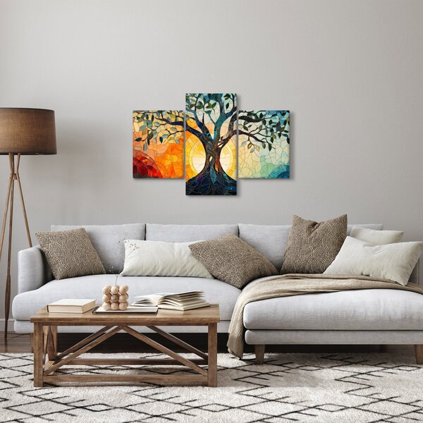 Tablou – Mozaic – soare și arbore I. (90x60 cm)