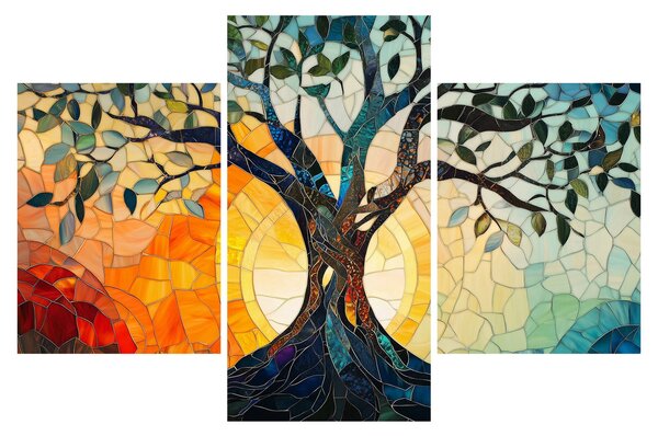 Tablou – Mozaic – soare și arbore I. (90x60 cm)