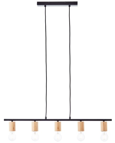 Brilliant - Candelabru KERRY suspendat pe cablu 5xE27/40W/230V negru/bambus