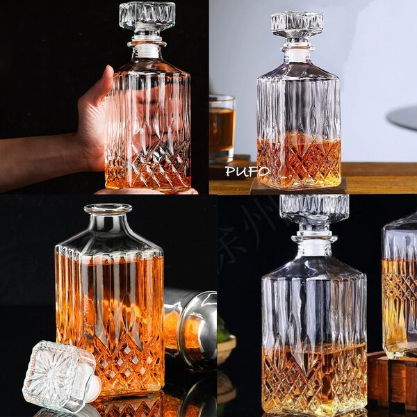 Sticla eleganta pentru bautura, lichior sau whisky, 800 ml, transparenta– rafinata si rezistenta