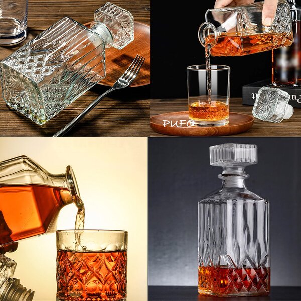 Sticla eleganta pentru bautura, lichior sau whisky, 800 ml, transparenta– rafinata si rezistenta