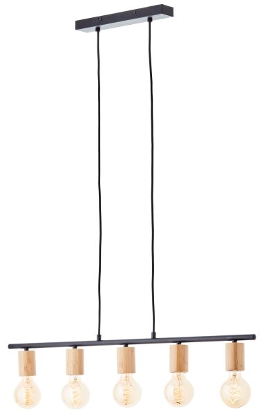 Brilliant - Candelabru KERRY suspendat pe cablu 5xE27/40W/230V negru/bambus
