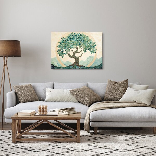 Tablou pe sticlă – Mozaic elegant cu arbore (70x50 cm)