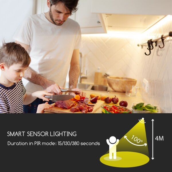 Bandă LED dimabilă cu senzor Aigostar 1m LED/2W/4xAAA 3000K IP65