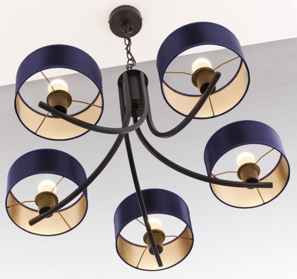 Jupiter 2101 - Lustră cu lanț ARTHUR 5xE27/15W/230V albastru/negru