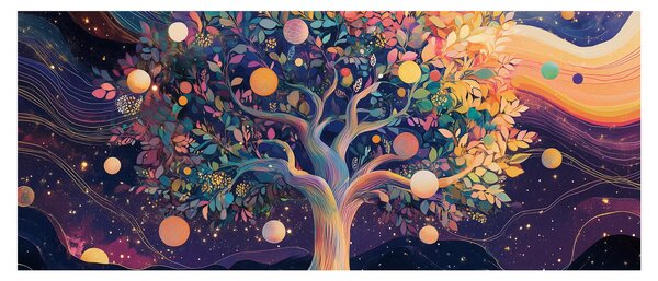 Tablou – Arbore violet plin de energie (120x50 cm)
