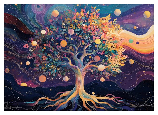 Tablou pe sticlă – Arbore violet plin de energie (70x50 cm)