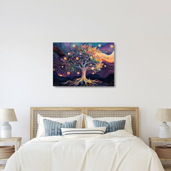 Tablou pe sticlă – Arbore violet plin de energie (70x50 cm)