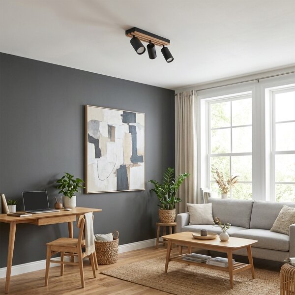 Brilagi - Lampă spot SELE WOOD ACOUSTIC 3xGU10/30W/230V negru/lemn