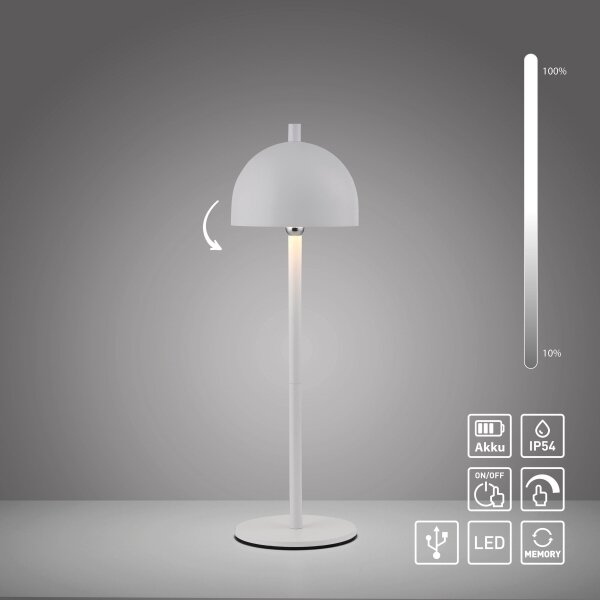 Schöner Wohnen 19244-16 - Lampă de masă LED BELLIS, dimabilă, LED/2,5W/5V IP54, albă
