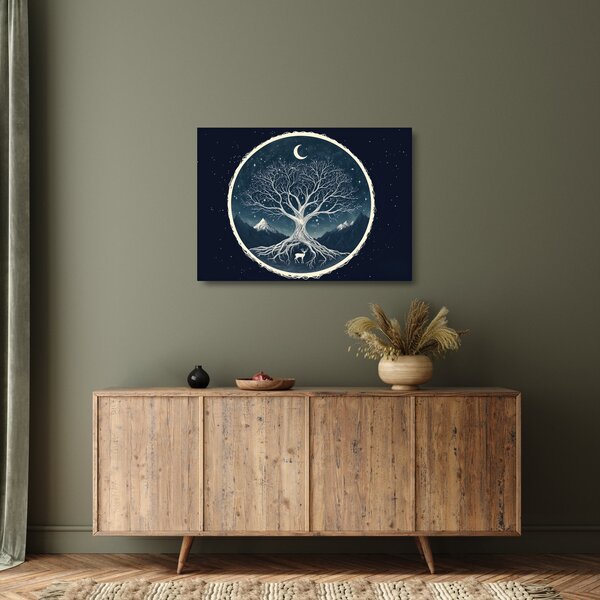Tablou pe sticlă – Arbore magic cu cerb II. (70x50 cm)