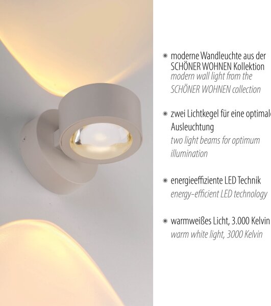 Schöner Wohnen CHIA 19331-39 - Aplică de perete LED 2xLED/2W/230V, gri