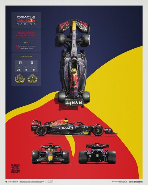 Oracle Red Bull Racing - RB18 Blueprint Reproducere, (40 x 50 cm)
