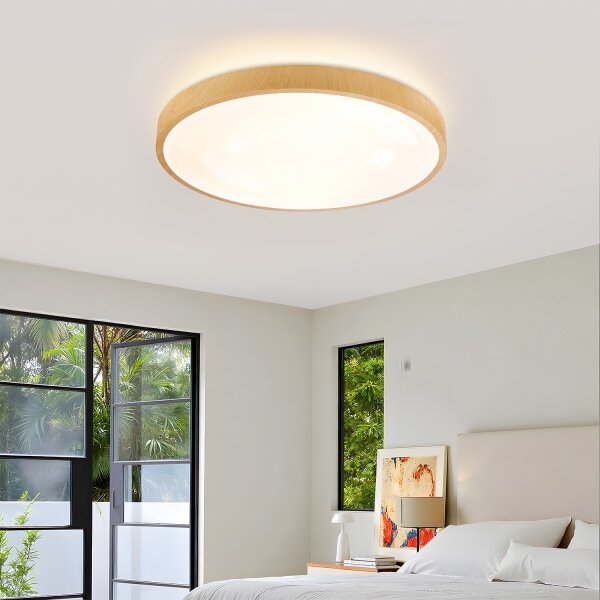 Brilagi-LED Corp de iluminat dimabil GLASS POOL DOUBLE LED/60W/230V 50 cm, decor lemn + telecomandă