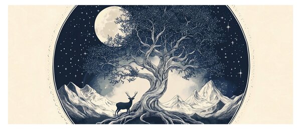 Tablou – Arbore magic cu cerb I. (120x50 cm)