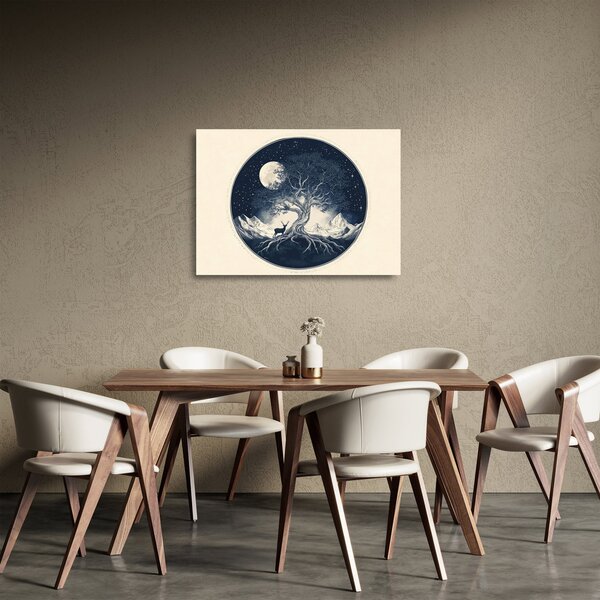 Tablou pe sticlă – Arbore magic cu cerb I. (70x50 cm)
