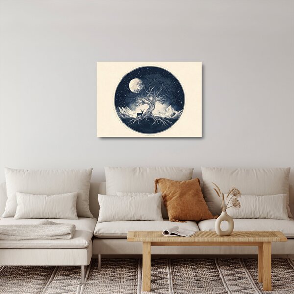 Tablou pe sticlă – Arbore magic cu cerb I. (70x50 cm)