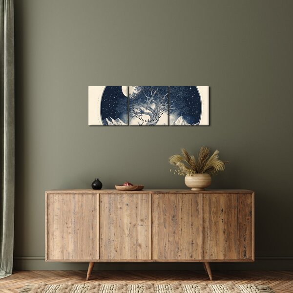 Tablou – Arbore magic cu cerb I. (cu ceas) (90x30 cm)
