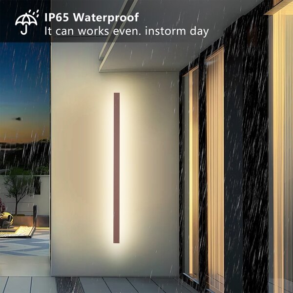 Brilagi-LED LINEAR Aplica LED de perete pentru exterior, 32W, 230V, 3000K, IP65, 140 cm, maro, CRI 90