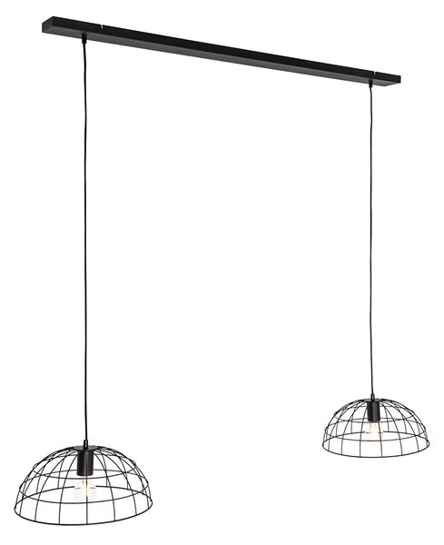 Lampă suspendată industrială neagră cu 2 lumini - Hanze