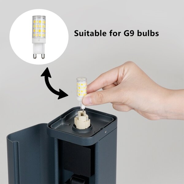 Brilagi PILLAR - Lampă de exterior cu 2 prize SCHUKO, 1xG9/11W/230V, IP44, antracit