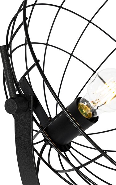 Lampă de podea industrială neagră 35 cm reglabilă - Hanze