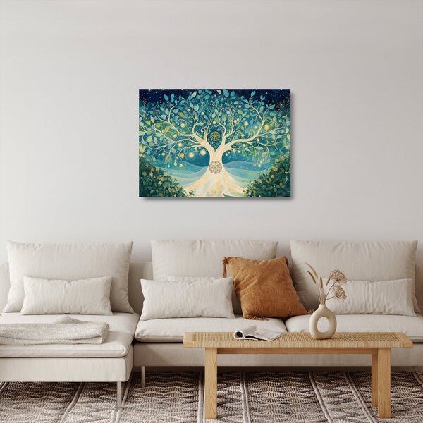 Tablou pe sticlă – Arbore magic cu spirale (70x50 cm)