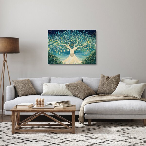 Tablou pe sticlă – Arbore magic cu spirale (70x50 cm)