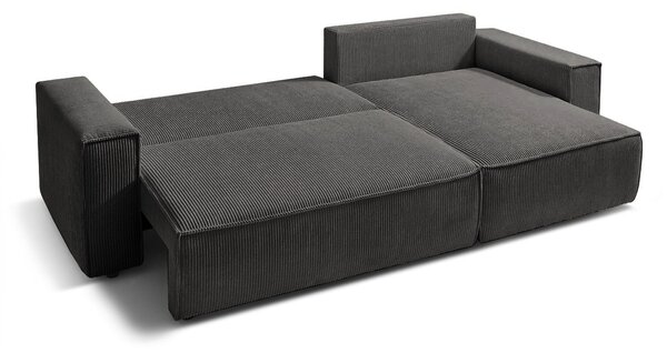 Coltar extensibil Capri interschimbabil cu lada de depozitare, Bej - Gri, 275x145x85 cm