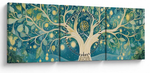 Tablou – Arbore magic cu spirale (cu ceas) (90x30 cm)