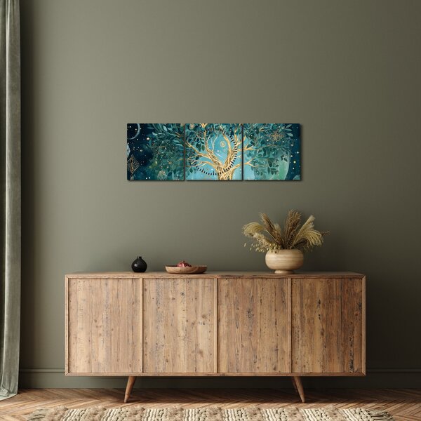 Tablou – Arborele vieții în univers (cu ceas) (90x30 cm)