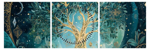 Tablou – Arborele vieții în univers (cu ceas) (90x30 cm)