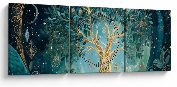 Tablou – Arborele vieții în univers (cu ceas) (90x30 cm)