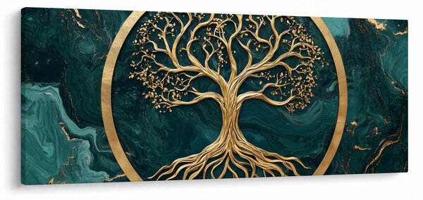 Tablou – Arborele vieții auriu în marmură (120x50 cm)