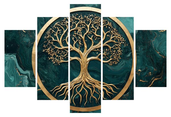 Tablou – Arborele vieții auriu în marmură (150x105 cm)