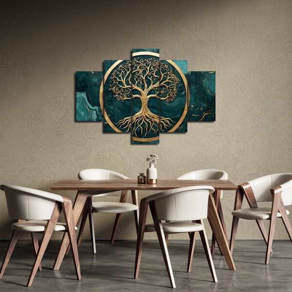 Tablou – Arborele vieții auriu în marmură (150x105 cm)