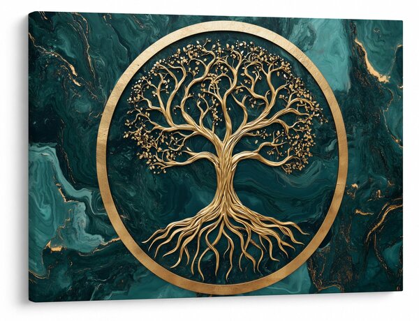 Tablou – Arborele vieții auriu în marmură (70x50 cm)