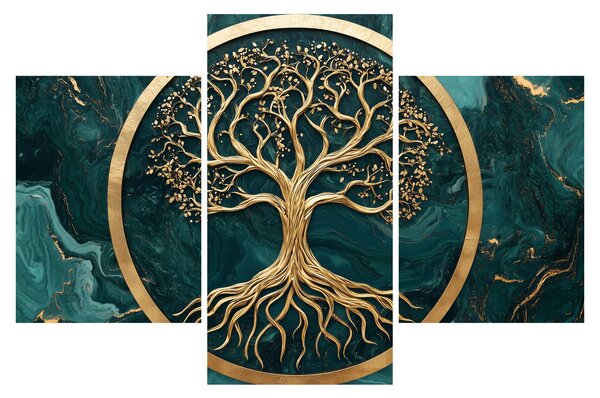 Tablou – Arborele vieții auriu în marmură (90x60 cm)